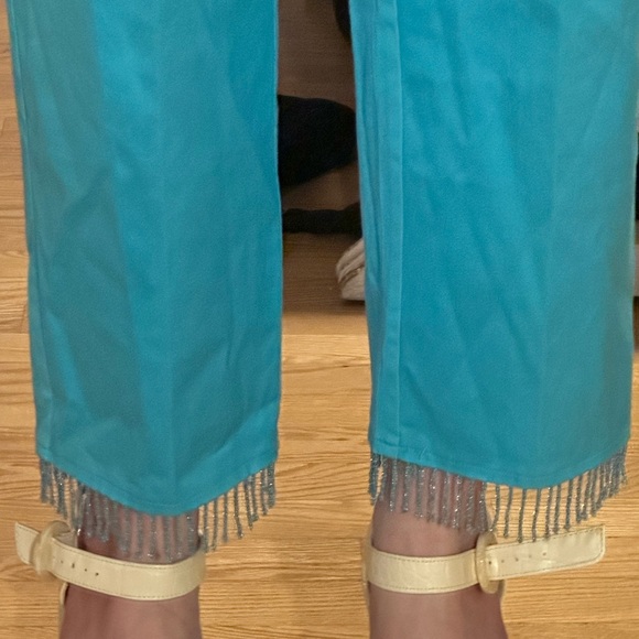 Turquoise pants with beads - Picture 2 of 6